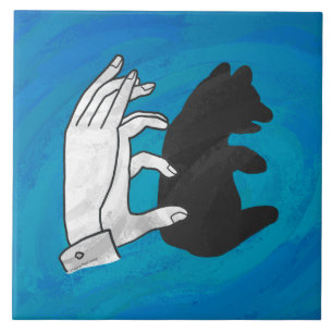 Schaduw Beer snijwond blauw Tegeltje