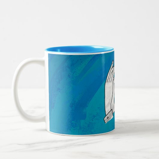 Schaduw Beer snijwond blauw Tweekleurige Koffiemok (Links)