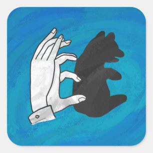 Schaduw Beer snijwond blauw Vierkante Sticker