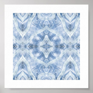 Schaduw Blauw Abstracte Aquarel Kunst Poster