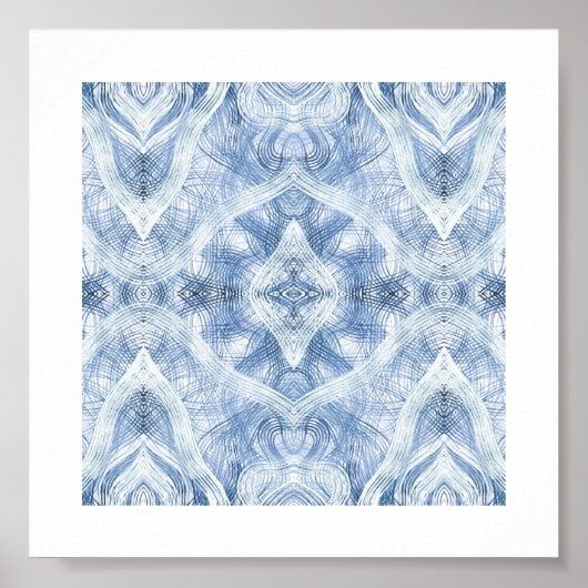 Schaduw Blauw Abstracte Aquarel Kunst Poster (Voorkant)