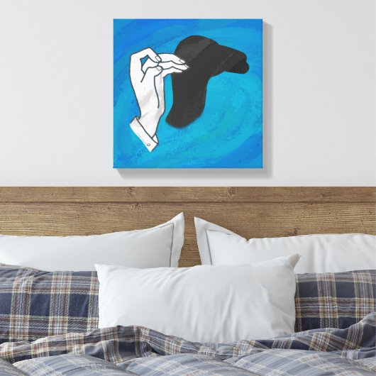 Schaduw Camel op blauw Canvas Afdruk (Insitu (Slaapkamer))