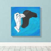 Schaduw Camel op blauw Canvas Afdruk (Insitu (Houten vloer))