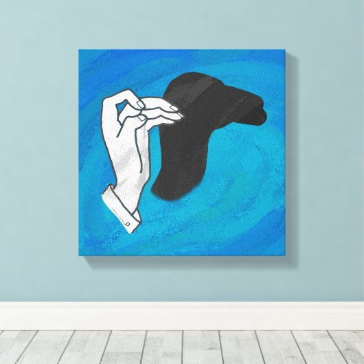 Schaduw Camel op blauw Canvas Afdruk (Insitu (Houten vloer))