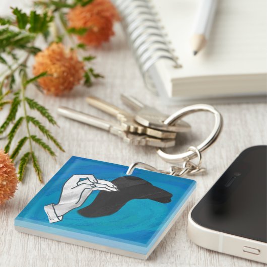 Schaduw Camel op blauw Sleutelhanger (Voorkant Rechts)