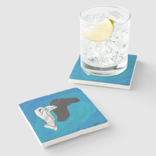 Schaduw Camel op blauw Stenen Onderzetter (Zijkant)