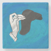 Schaduw Camel op blauw Stenen Onderzetter (Voorkant)