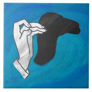 Schaduw Camel op blauw Tegeltje