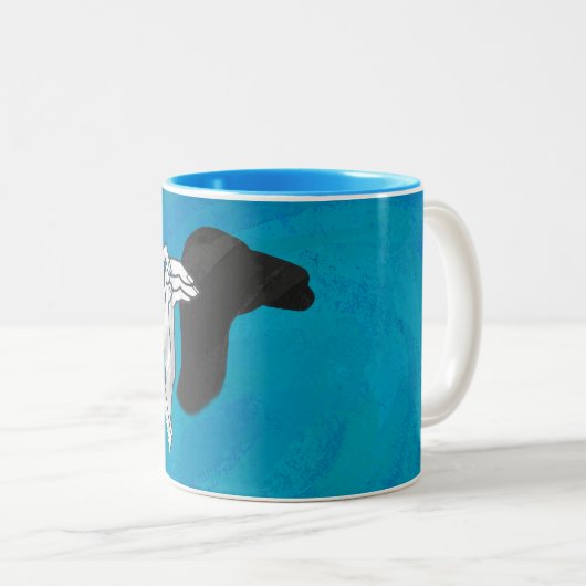 Schaduw Camel op blauw Tweekleurige Koffiemok (Voorkant rechts)