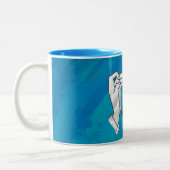 Schaduw Camel op blauw Tweekleurige Koffiemok (Links)