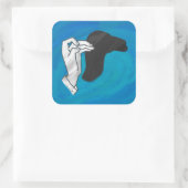 Schaduw Camel op blauw Vierkante Sticker (Tas)
