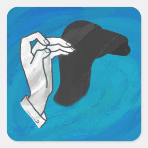 Schaduw Camel op blauw Vierkante Sticker