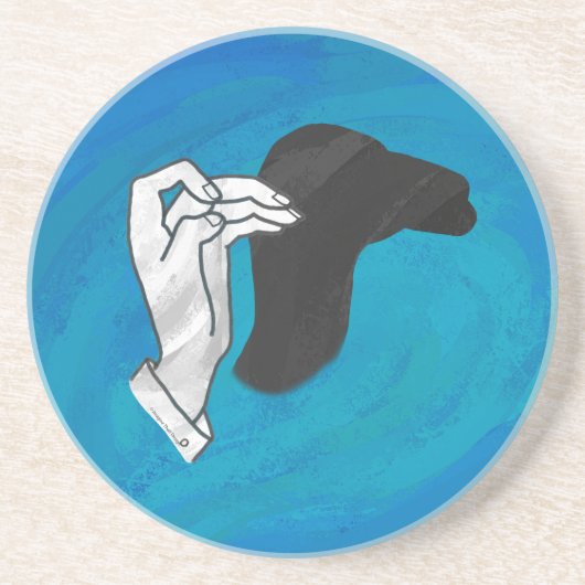 Schaduw Camel op blauw Zandsteen Onderzetter (Voorkant)