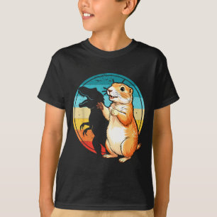 Schaduw dinosaurus grappige pop gelukkige groundho t-shirt