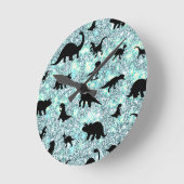 schaduw-dinosaurus op gradiënt-melkwegruimte ronde klok (Hoek)