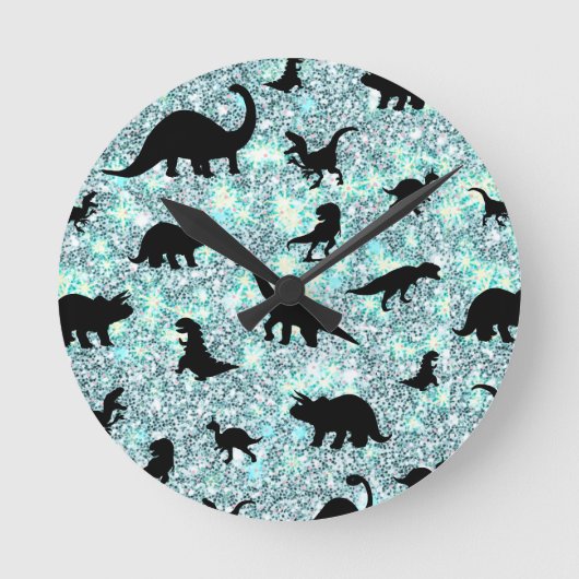 schaduw-dinosaurus op gradiënt-melkwegruimte ronde klok (Voorkant)