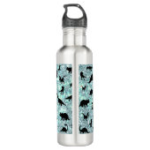 schaduw-dinosaurus op gradiënt-melkwegruimte waterfles  (Achterkant)