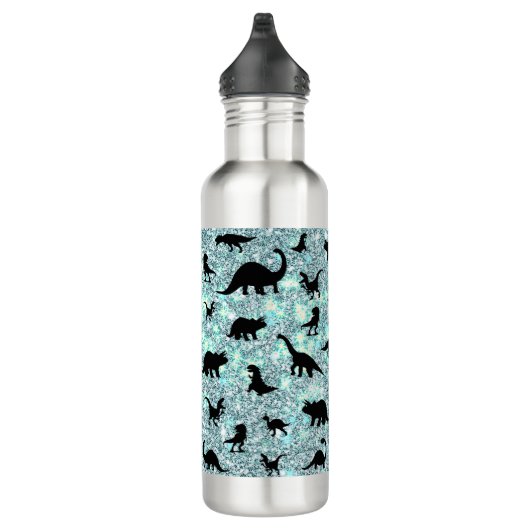 schaduw-dinosaurus op gradiënt-melkwegruimte waterfles  (Rechts)