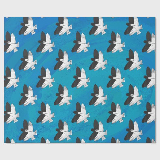 Schaduw Eagle op blauw Cadeaupapier (Vlak)