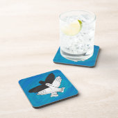 Schaduw Eagle op blauw Drankjes Onderzetter (Rechterzijde)