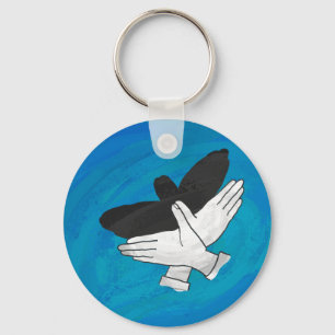 Schaduw Eagle op blauw Sleutelhanger