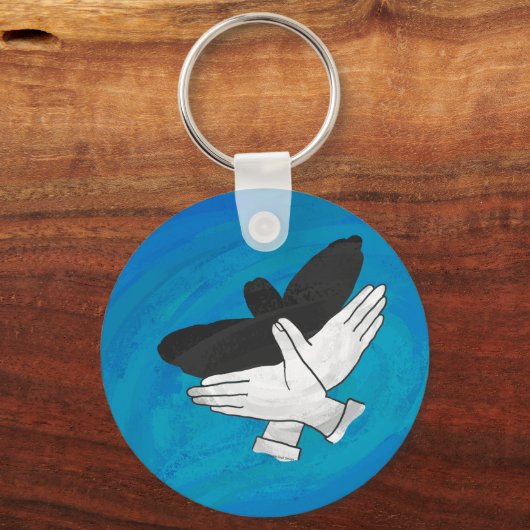 Schaduw Eagle op blauw Sleutelhanger (Voorkant)