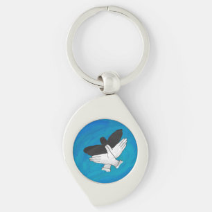 Schaduw Eagle op blauw Sleutelhanger