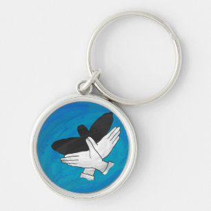 Schaduw Eagle op blauw Sleutelhanger