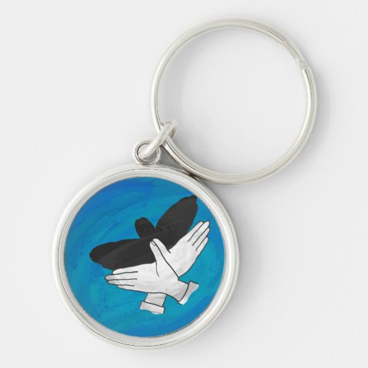 Schaduw Eagle op blauw Sleutelhanger (Voorkant)