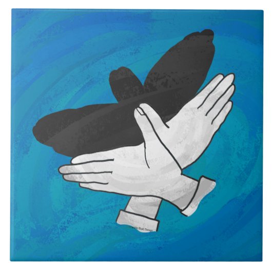 Schaduw Eagle op blauw Tegeltje (Voorkant)