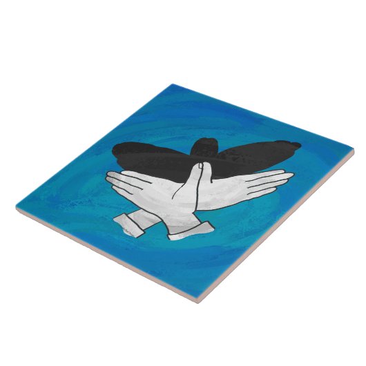 Schaduw Eagle op blauw Tegeltje (Zijkant)