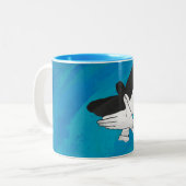 Schaduw Eagle op blauw Tweekleurige Koffiemok (Voorkant links)