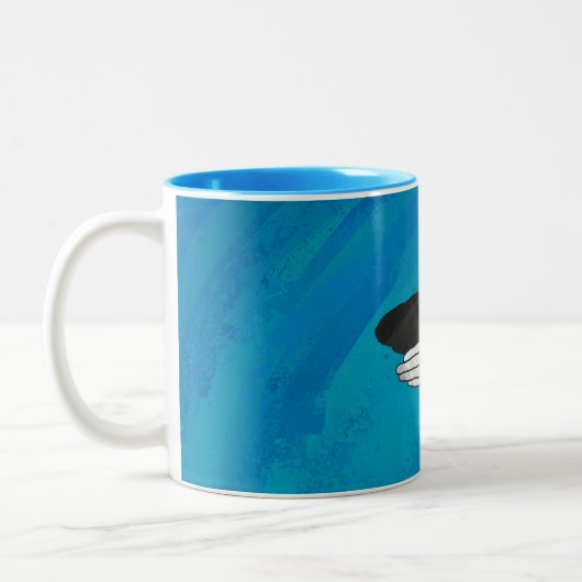 Schaduw Eagle op blauw Tweekleurige Koffiemok (Links)