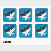 Schaduw Eagle op blauw Vierkante Sticker (Vel)