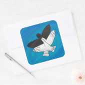 Schaduw Eagle op blauw Vierkante Sticker (Envelop)