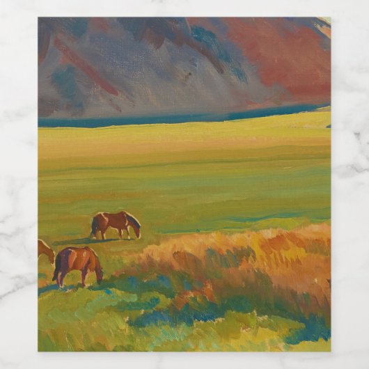 Schaduw en paarden door Maynard Dixon Wijn Etiket (Enkel label)