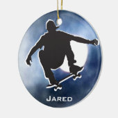 Schaduw geschetst SkateboardOrnament Keramisch Ornament (Links)