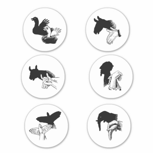 Schaduw-handpoppen illustraties sticker (Voorkant)