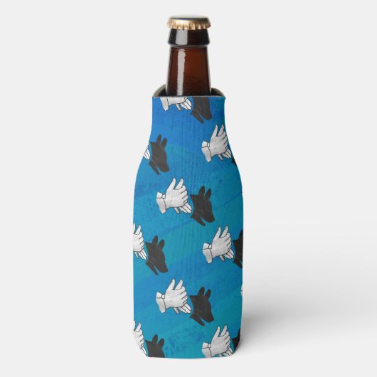 Schaduw Hond op Blauwe Flesjeskoeler (Fles Voorkant)