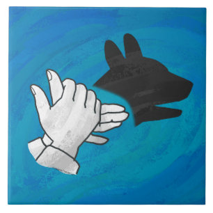 Schaduw Hond Op Blauwe Tegeltje