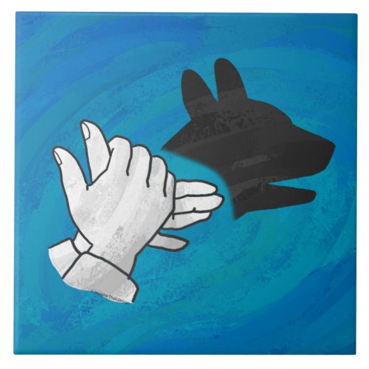 Schaduw Hond Op Blauwe Tegeltje (Voorkant)