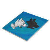 Schaduw Hond Op Blauwe Tegeltje (Zijkant)