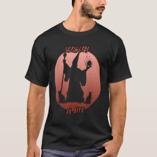 Schaduw in een rode cirkel t-shirt