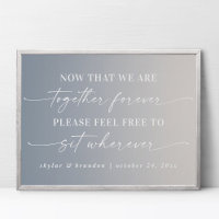 Schaduw Ivory & Blue Seating Wedding Ceremony Sign