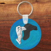 Schaduw Kameel Op Blauw Sleutelhanger (Voorkant)