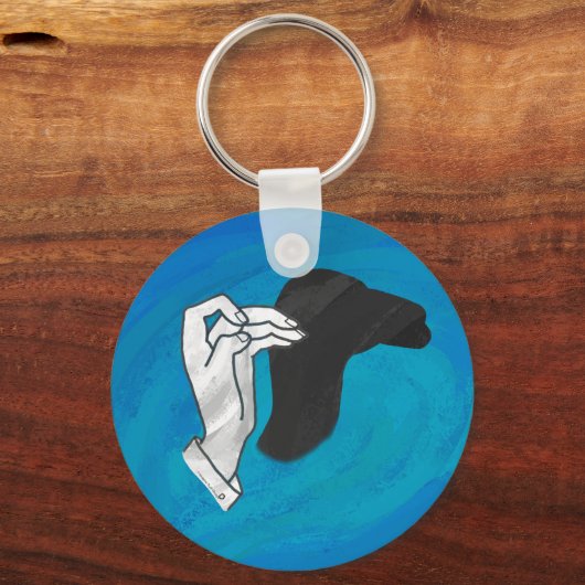 Schaduw Kameel Op Blauw Sleutelhanger (Voorkant)