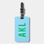 Schaduw Monogram Pastel Blauw Groen Persoonlijk Bagagelabel (Voorkant verticaal)