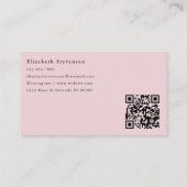Schaduw Monogram QR Code Blush Roze Meisjesachtig Visitekaartje (Achterkant)