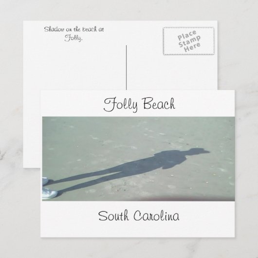 Schaduw op Folly Beach, SC, South Carolina, Foll.. Briefkaart (Voorkant / Achterkant)