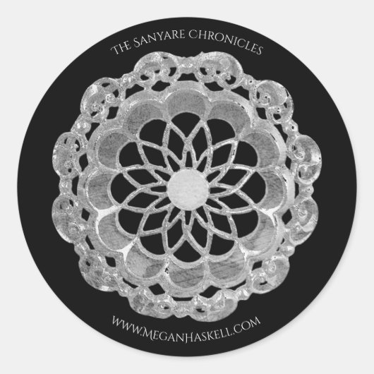 Schaduw Roos Mandala Sticker - Zilver & Zwart (Voorkant)